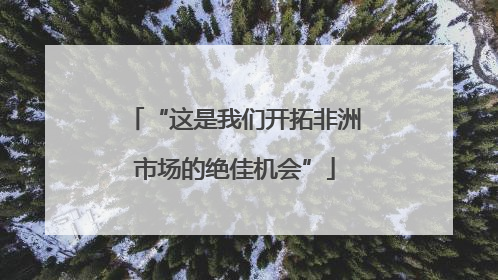“这是我们开拓非洲市场的绝佳机会”