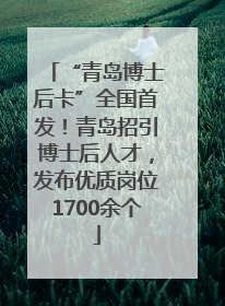 “青岛博士后卡”全国首发！青岛招引博士后人才，发布优质岗位1700余个