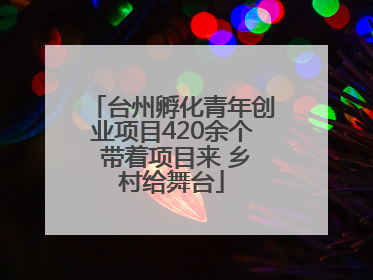 台州孵化青年创业项目420余个 带着项目来 乡村给舞台