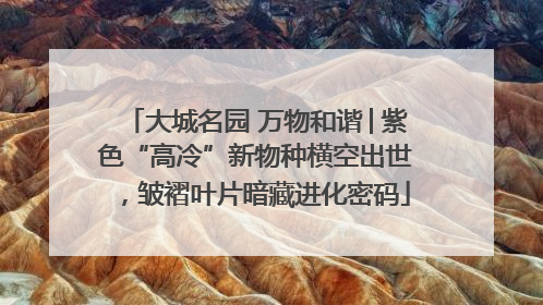 大城名园 万物和谐│紫色“高冷”新物种横空出世，皱褶叶片暗藏进化密码