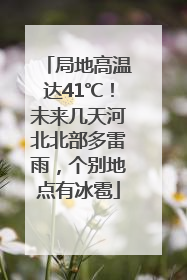 局地高温达41℃！未来几天河北北部多雷雨，个别地点有冰雹