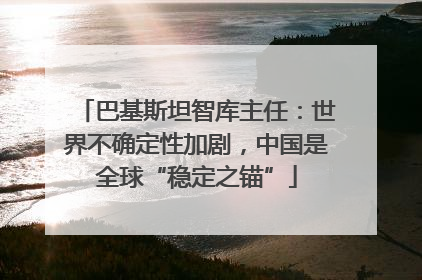 巴基斯坦智库主任：世界不确定性加剧，中国是全球“稳定之锚”