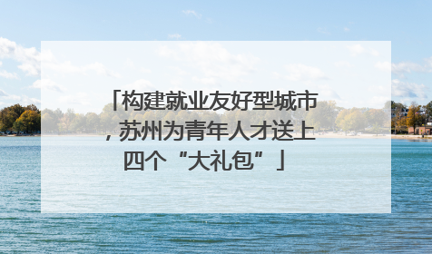 构建就业友好型城市，苏州为青年人才送上四个“大礼包”