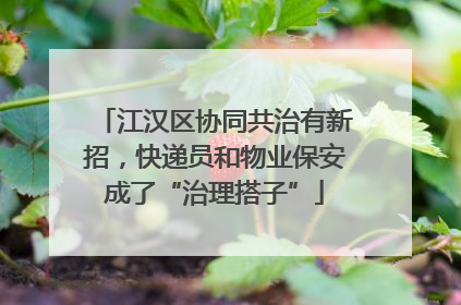江汉区协同共治有新招，快递员和物业保安成了“治理搭子”