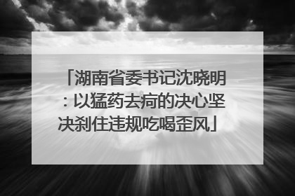 湖南省委书记沈晓明：以猛药去疴的决心坚决刹住违规吃喝歪风