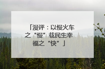 漫评：以慢火车之“慢”载民生幸福之“快”