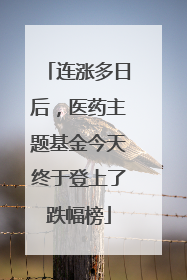 连涨多日后，医药主题基金今天终于登上了跌幅榜